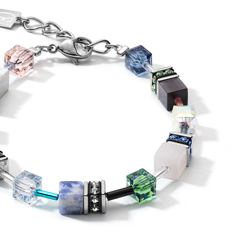 Armband GeoCUBE® Kristalle & Edelstein blau-grün