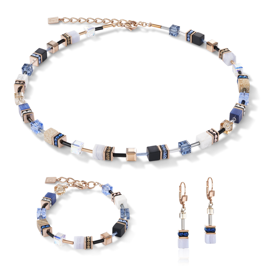 Armband GeoCUBE® Kristalle & Edelsteine blau-beige