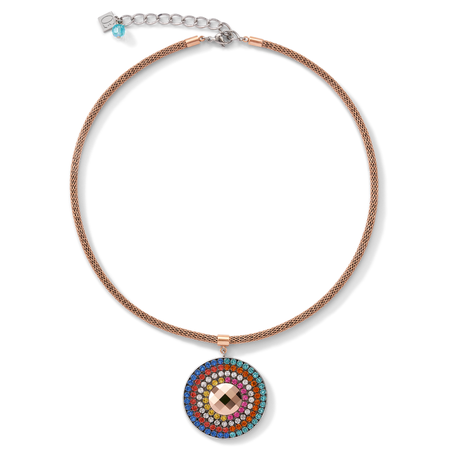 Halskette Amulett small Kristalle & Mesh multicolor