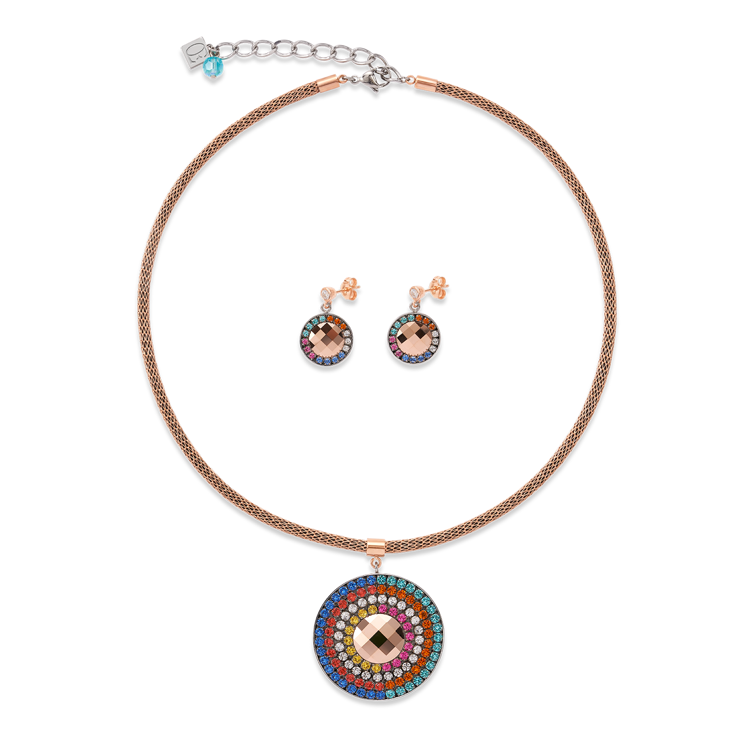 Ohrringe Amulett Kristalle & Mesh multicolor