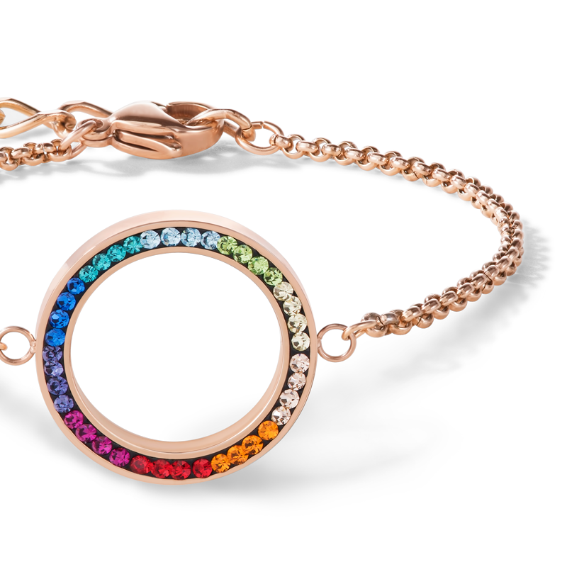 Armband Ring Kristall Pavé & Edelstahl roségold & multicolor