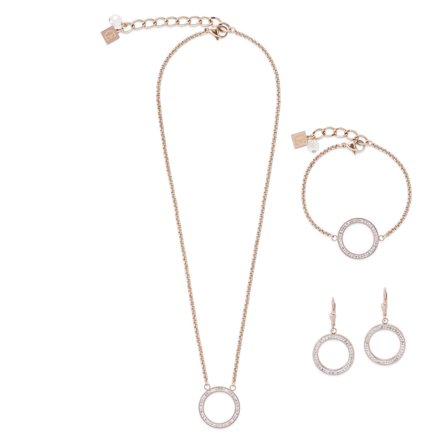 Armband Ring Kristall Pavé & Edelstahl roségold & kristall
