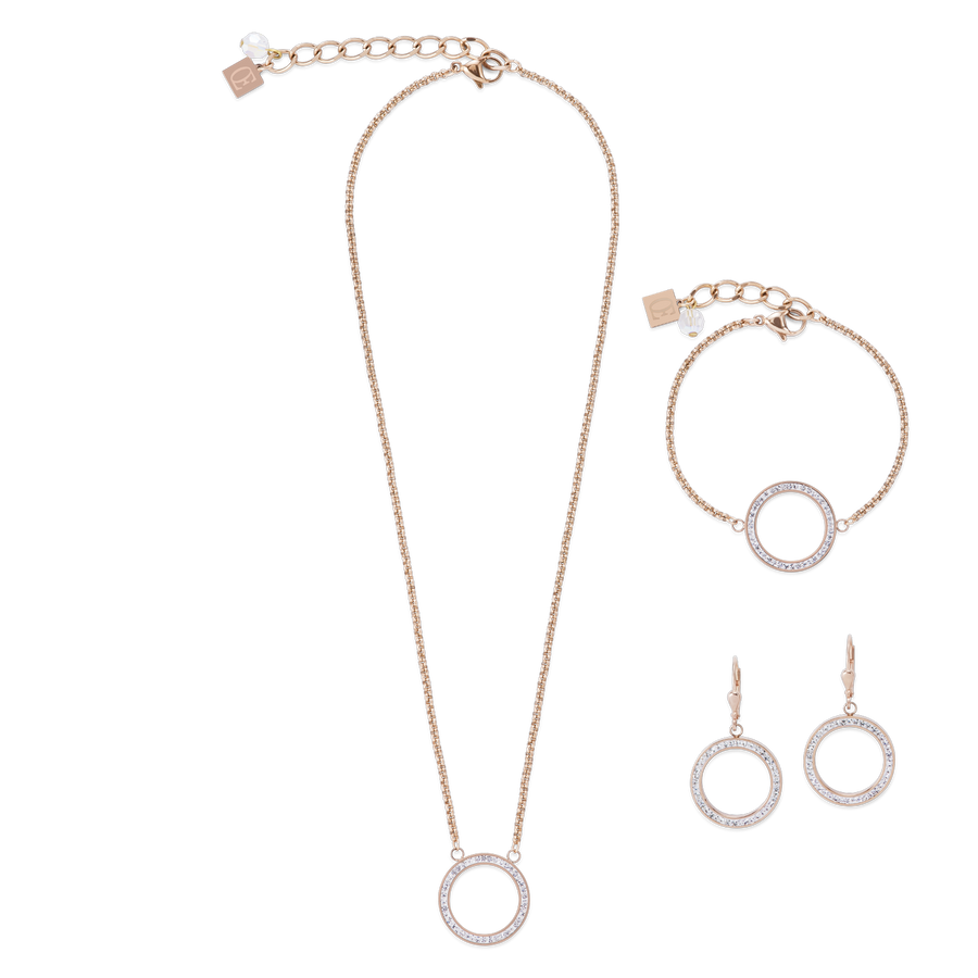 Armband Ring Kristall Pavé & Edelstahl roségold & kristall