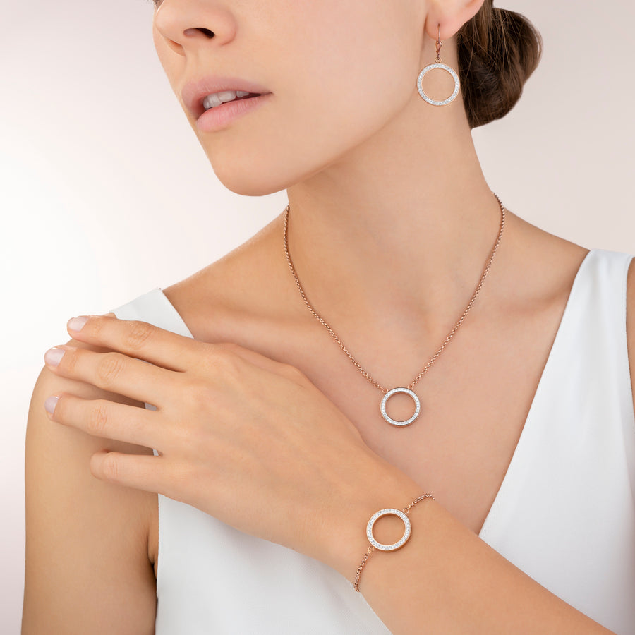 Armband Ring Kristall Pavé & Edelstahl roségold & kristall
