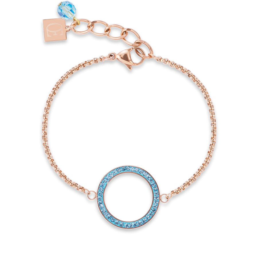 Armband Ring Kristall Pavé & Edelstahl roségold & aqua