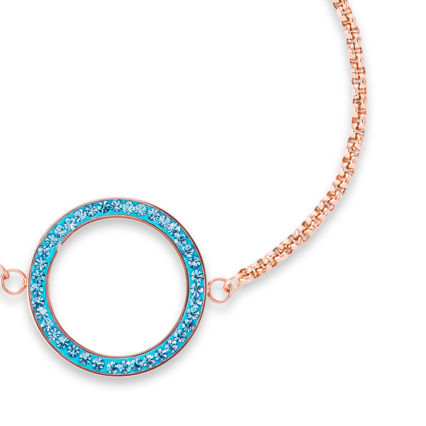 Armband Ring Kristall Pavé & Edelstahl roségold & aqua