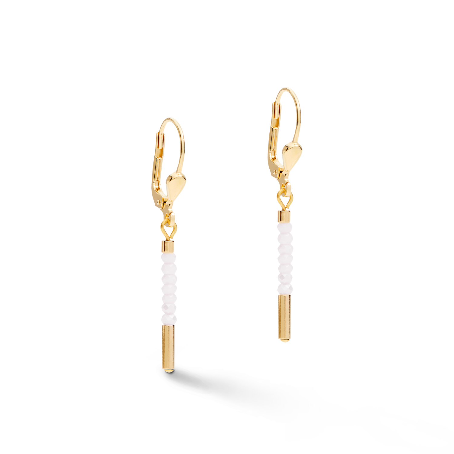 Ohrringe Wasserfall Edelstahl gold & Glas weiß