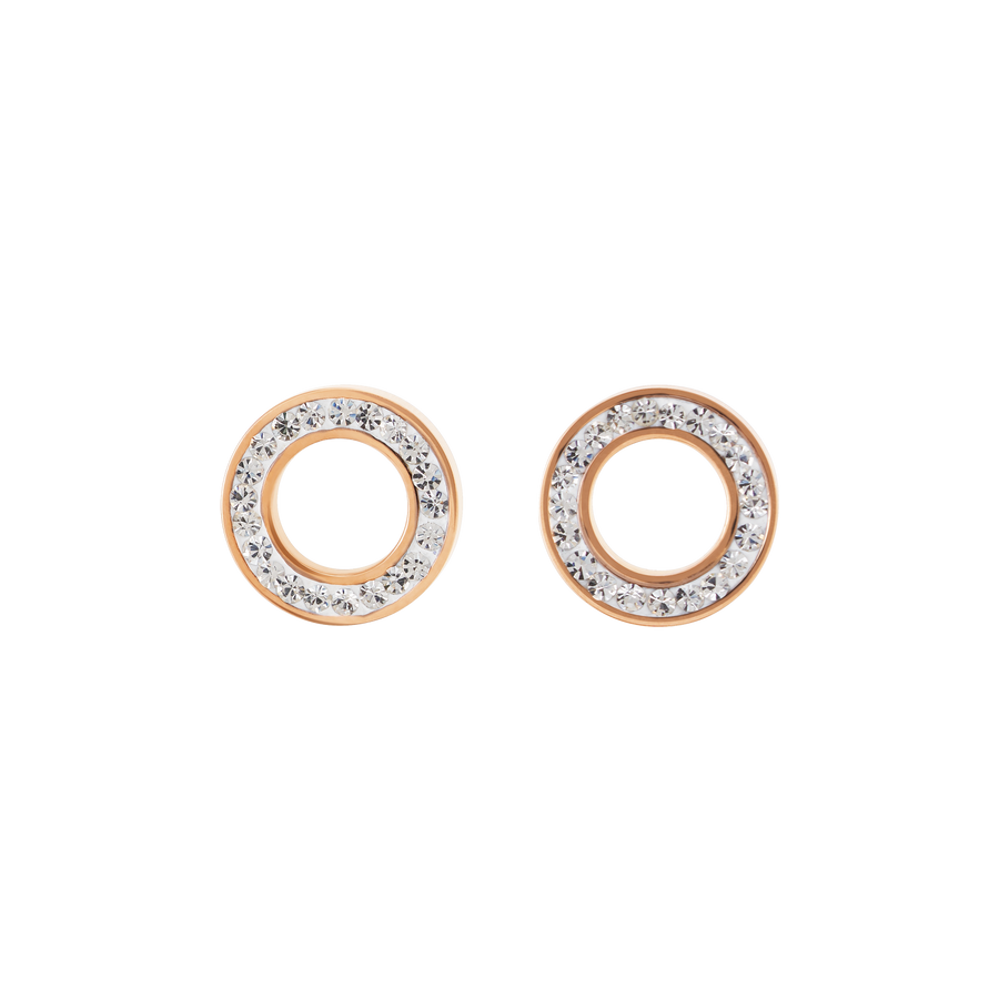 Ohrringe Ring Kristall Pavé kristall small & Edelstahl roségold & silber