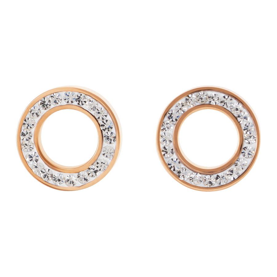 Ohrringe Ring Kristall Pavé kristall small & Edelstahl roségold & silber