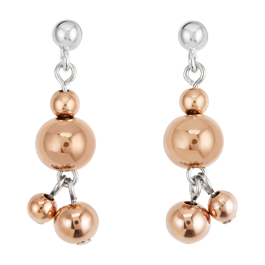 Ohrringe Kugeln Edelstahl roségold-silber