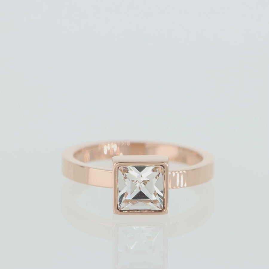 Brilliant Square big Ring roségold kristall