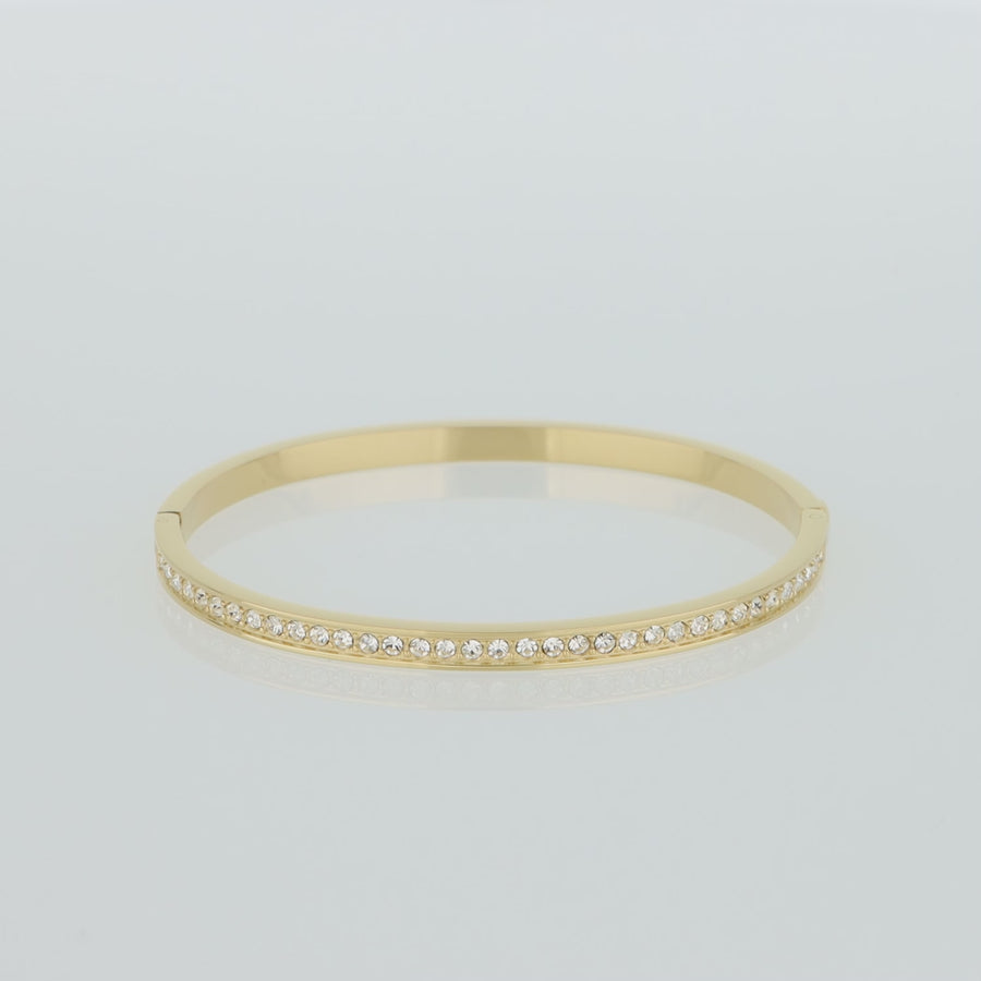 Armreif Edelstahl & Kristalle slim gold kristall 17