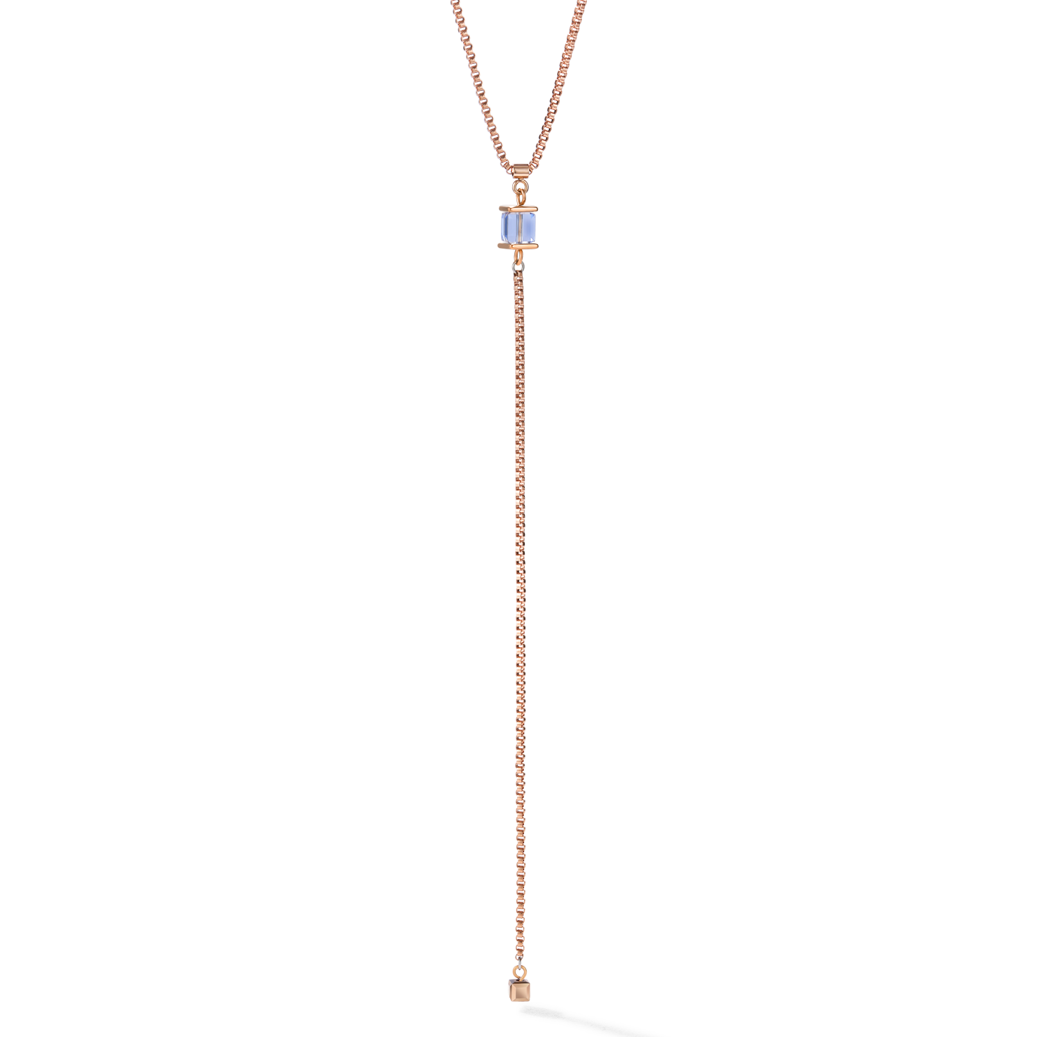 Halskette Edelstahl roségold & Kristalle hellblau