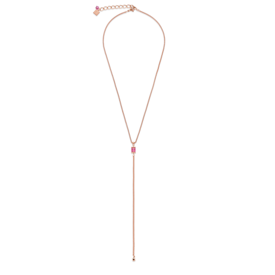 Halskette Edelstahl roségold & Kristalle rosa
