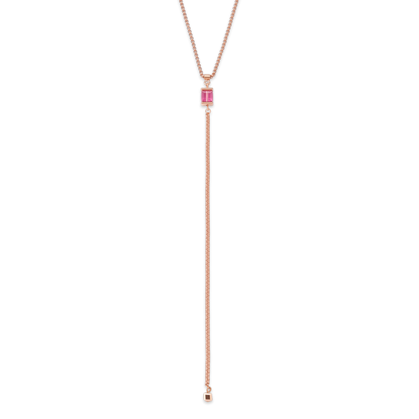 Halskette Edelstahl roségold & Kristalle rosa