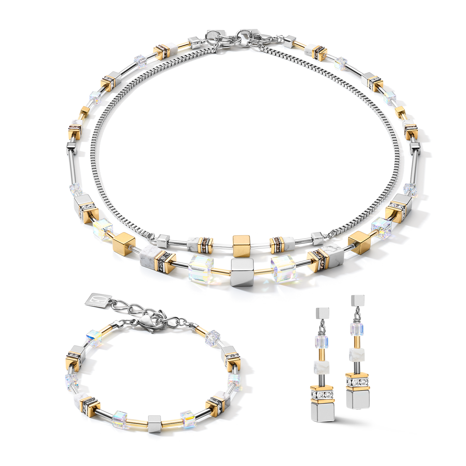Armband GeoCUBE® Multitask 4-in-1 gold-silber
