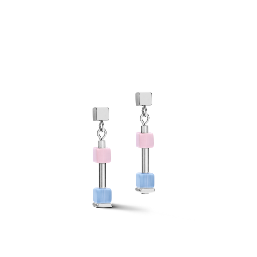 Cube Story Delicate Ohrringe blau-rosa