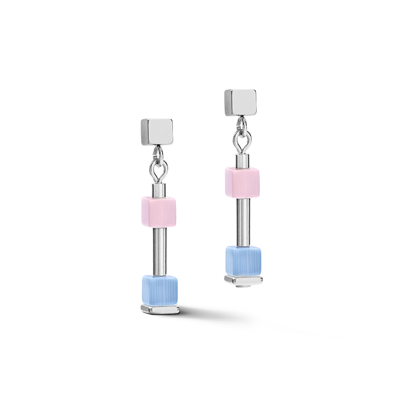 Cube Story Delicate Ohrringe blau-rosa