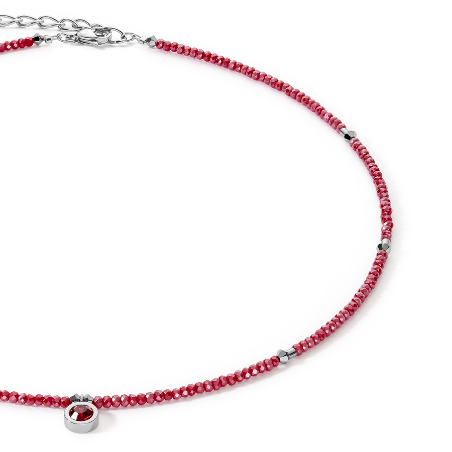 Sparkling Dot Delicate Halskette silber & rot