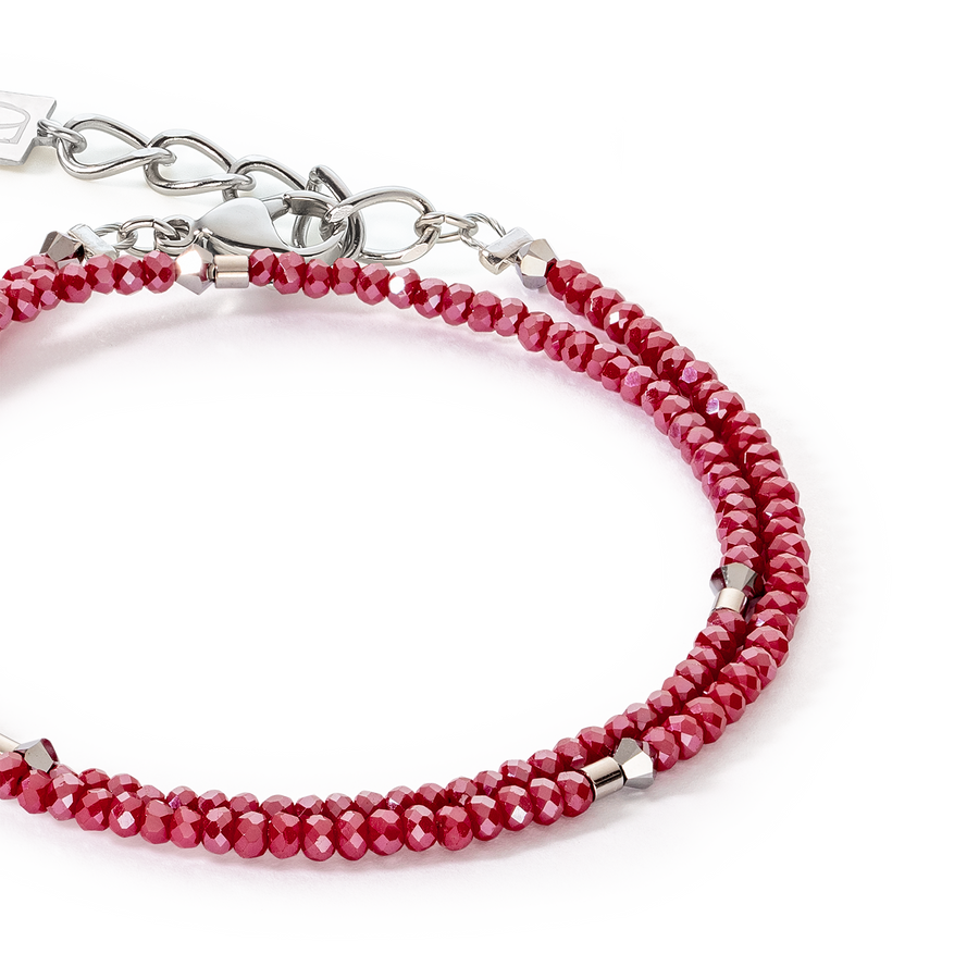 Sparkling Dot Delicate Armband silber & rot