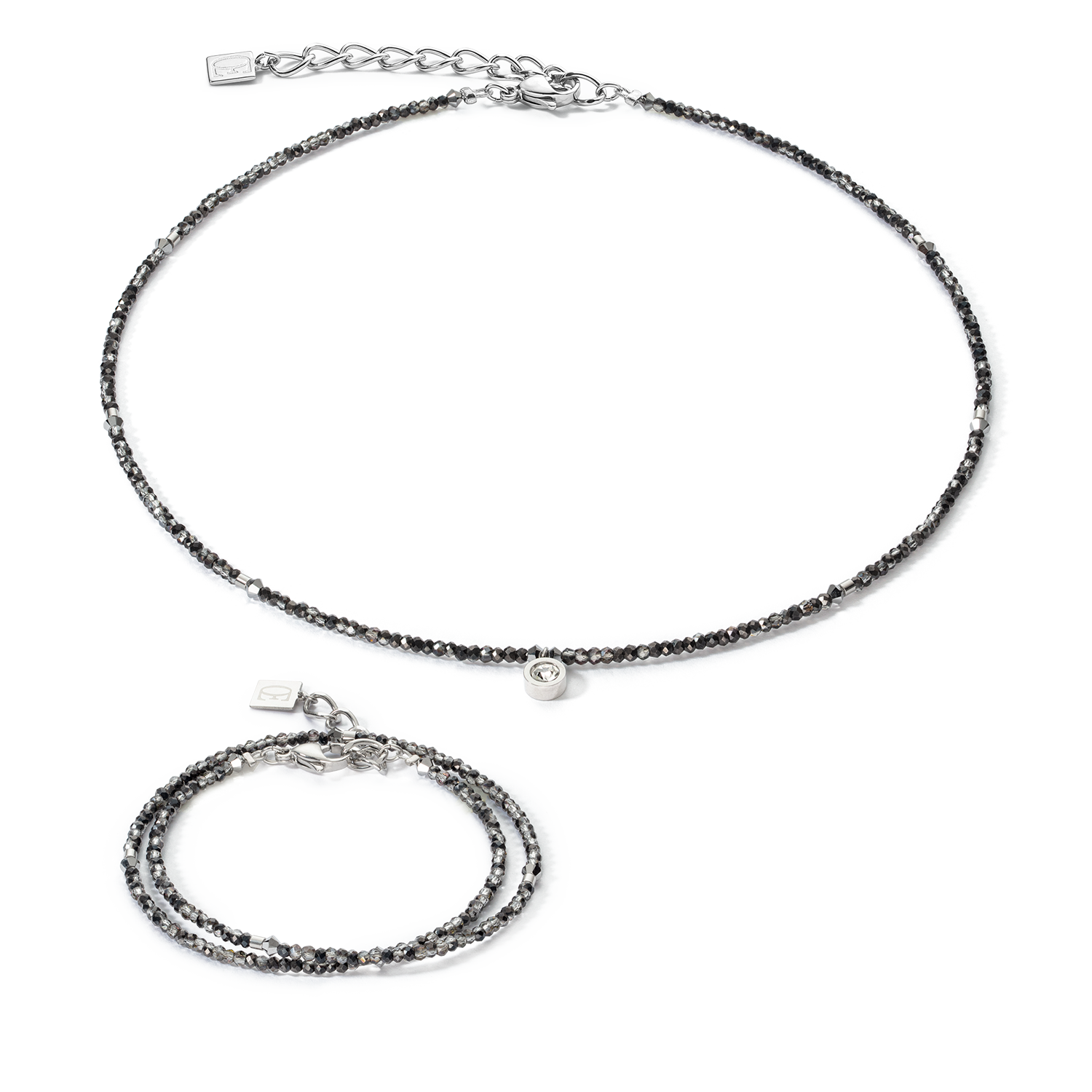 Sparkling Dot Delicate Armband silber & anthrazit