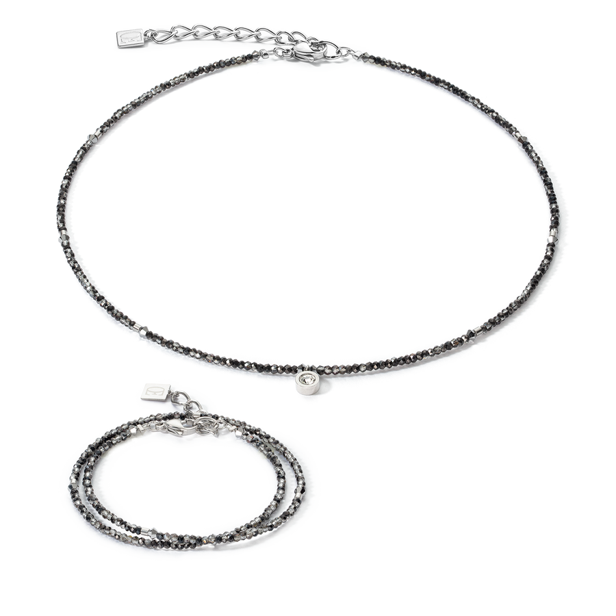 Sparkling Dot Delicate Armband silber & anthrazit
