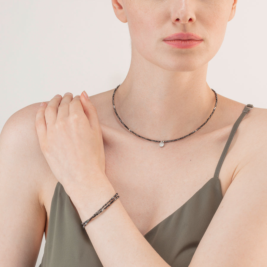 Sparkling Dot Delicate Armband silber & anthrazit