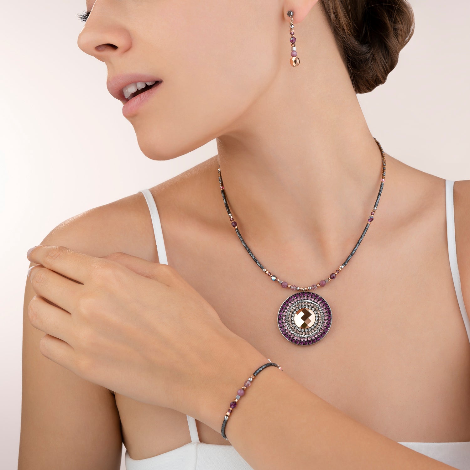 Halskette Amulett small Kristalle & Lepidolith amethyst
