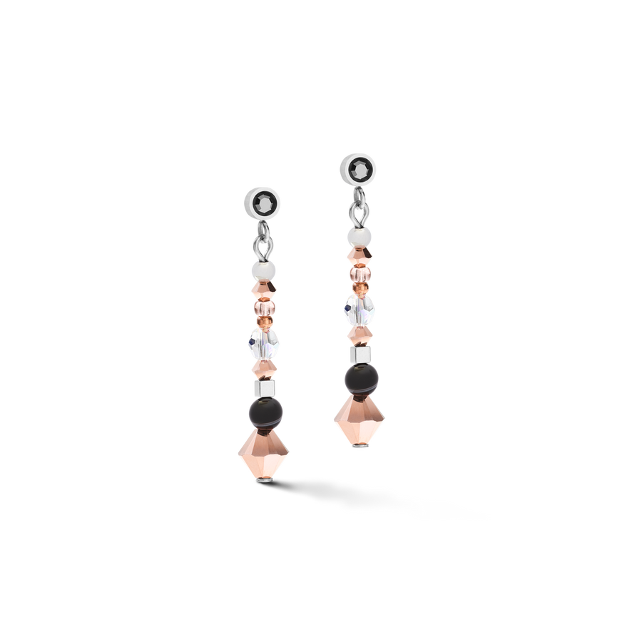 Ohrringe Amulett small Kristalle & Streifenonyx grau-kristall