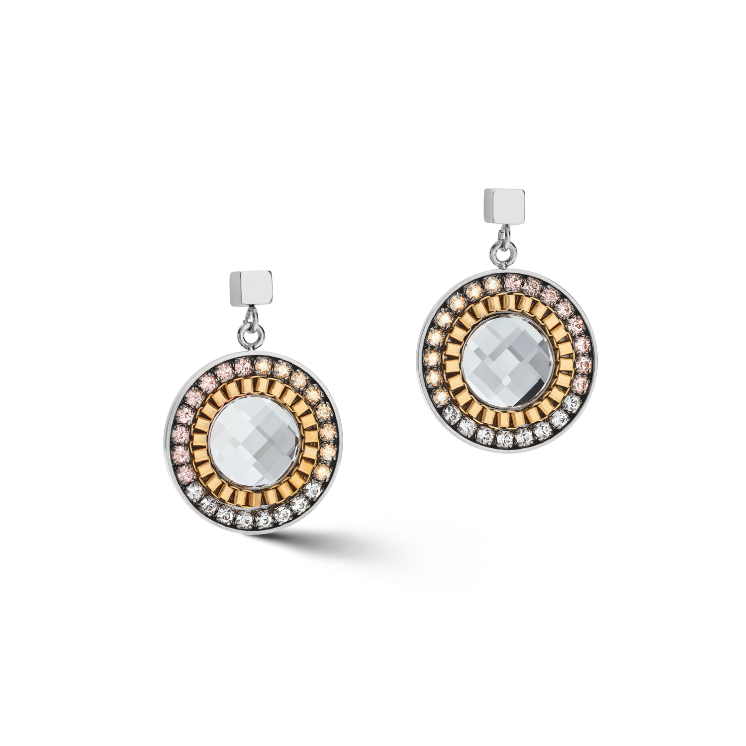 Ohrringe Amulett Bicolor Kristalle & Hämatit gold-silber