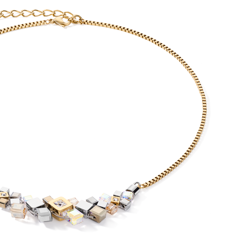 Halskette GeoCUBE® Cluster gold-silber
