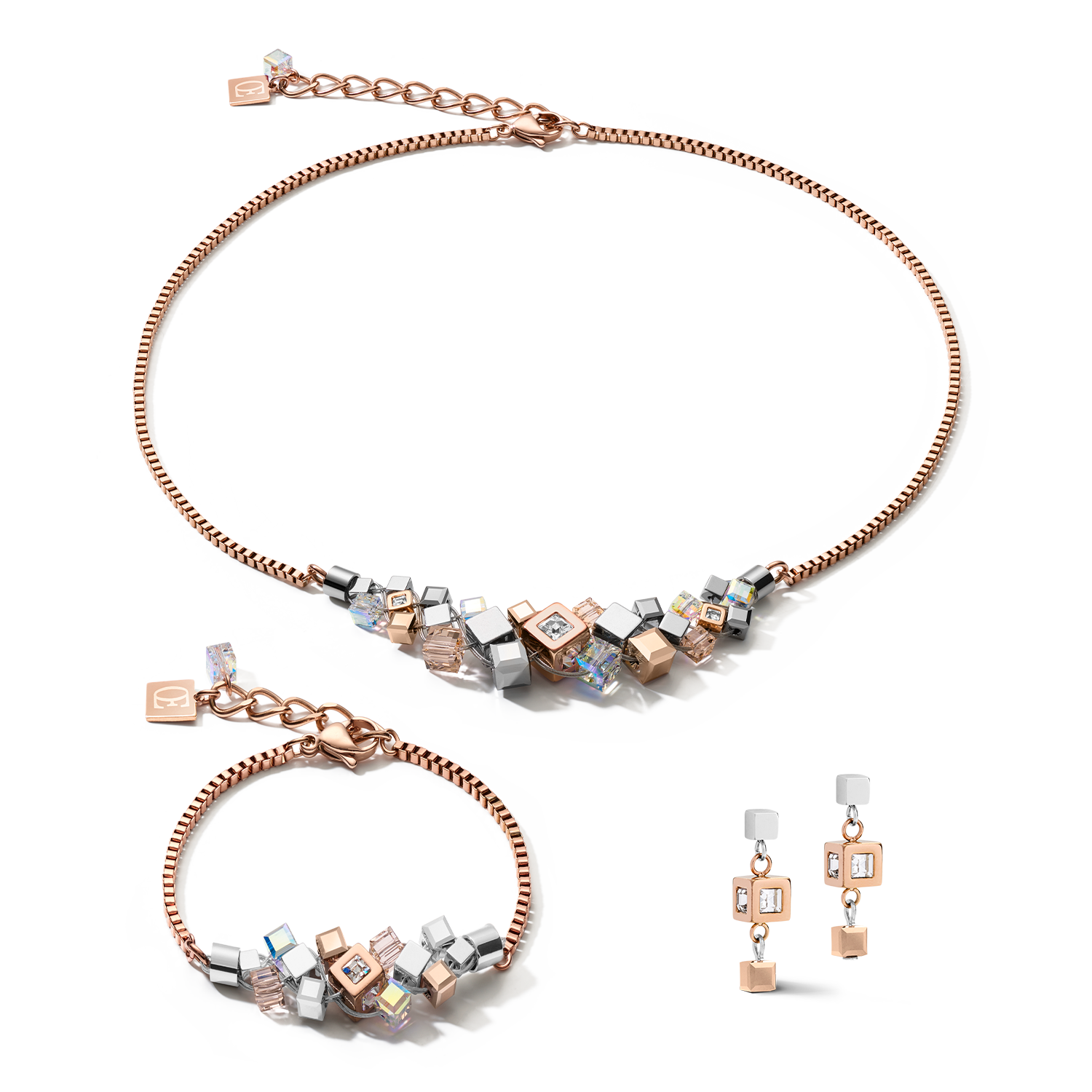Ohrringe GeoCUBE® Cluster roségold