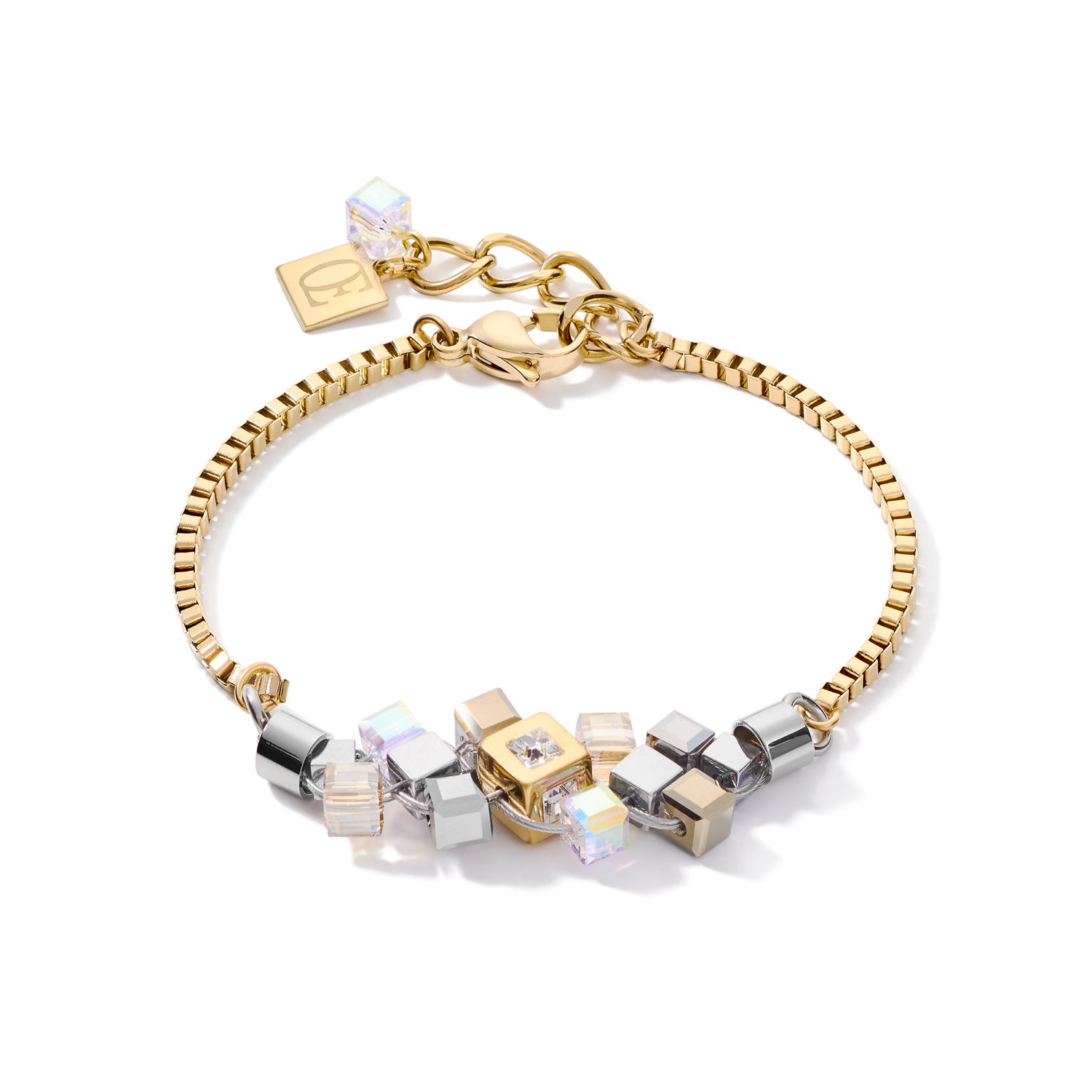 Armband GeoCUBE® Cluster gold-silber