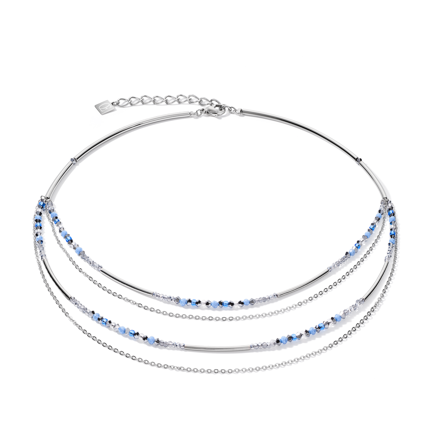 Halskette fine waterfall silber-hellblau