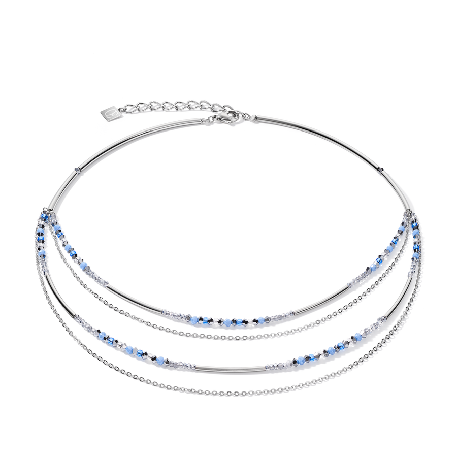 Halskette fine waterfall silber-hellblau