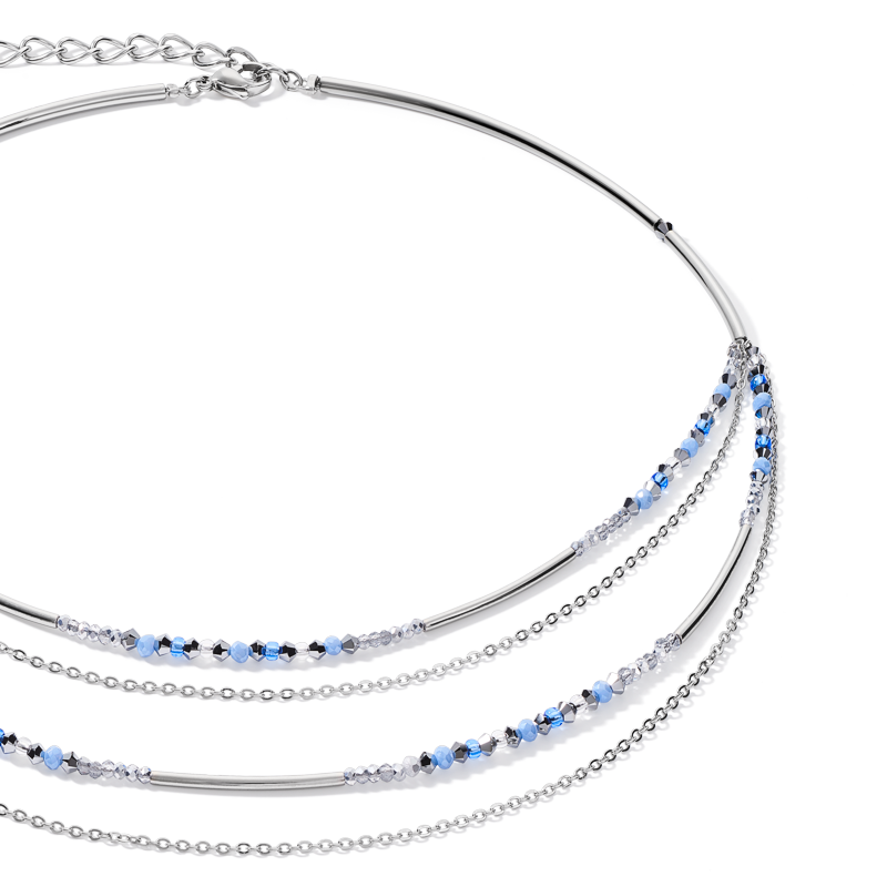 Halskette fine waterfall silber-hellblau
