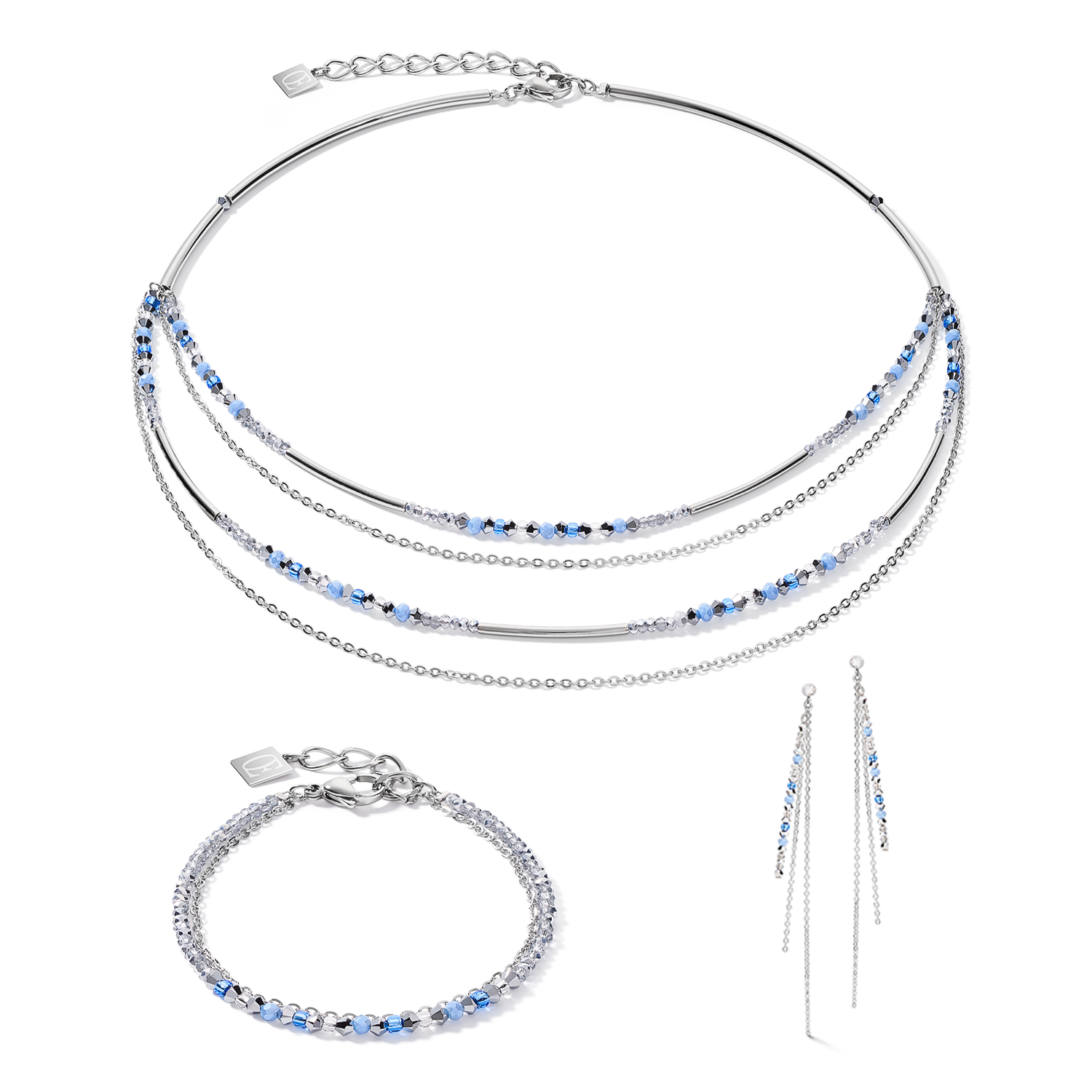 Armband fine waterfall silber-hellblau