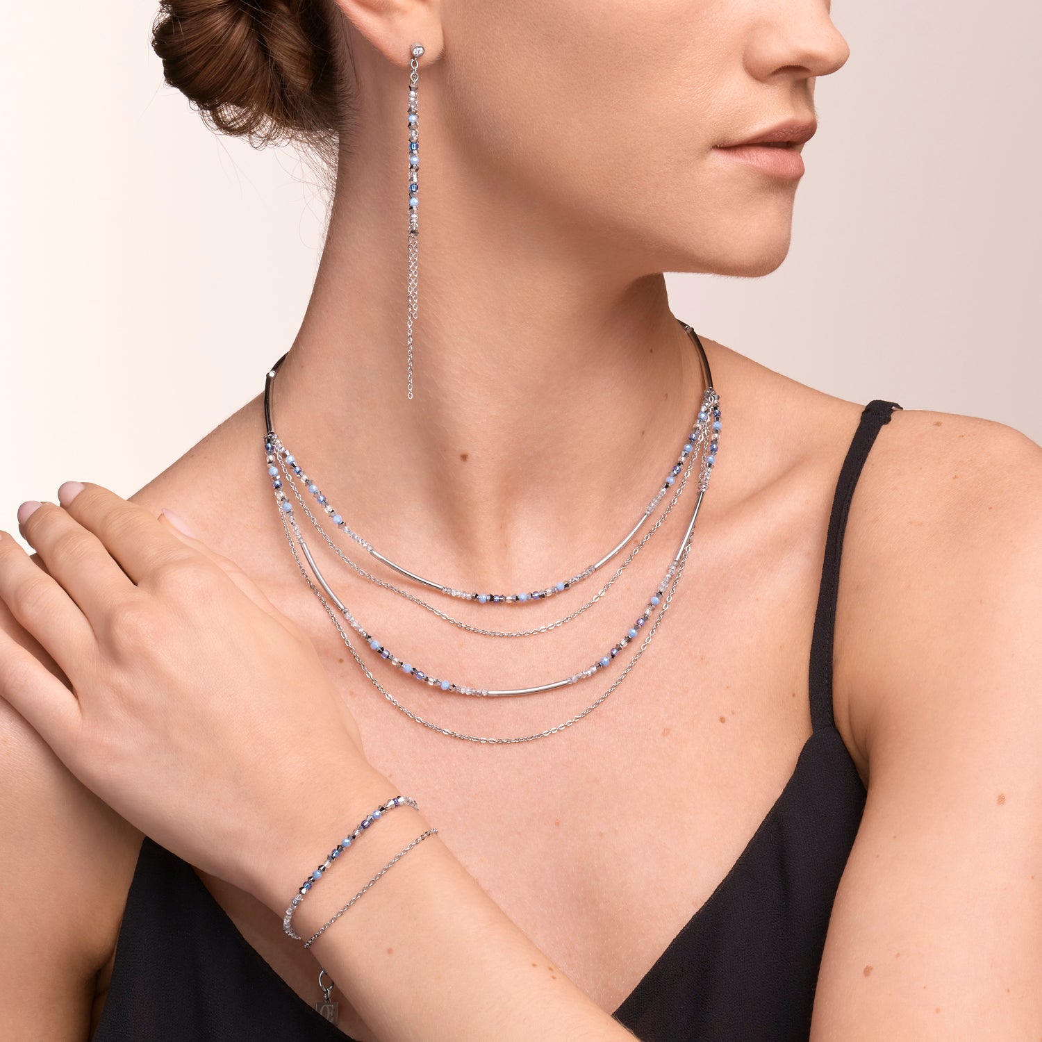 Armband fine waterfall silber-hellblau