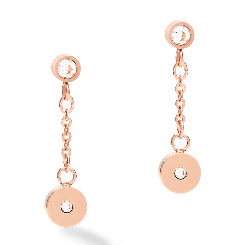 Ohrringe Coins & Chain roségold-weiß