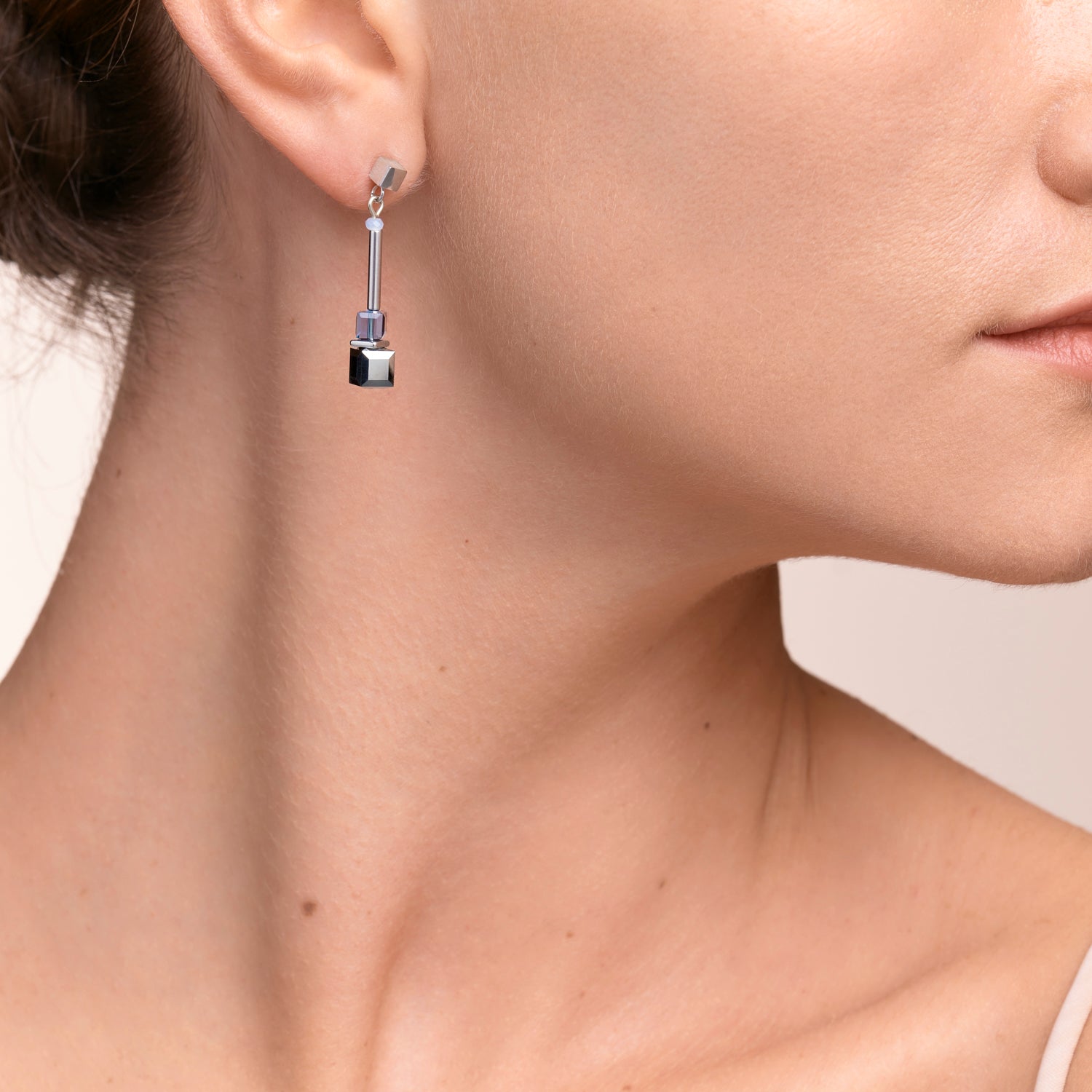 Cube Story Minimalistic Ohrringe silber-blau