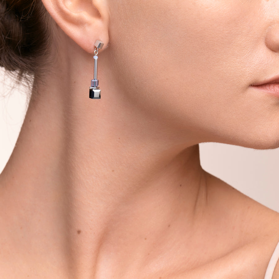 Cube Story Minimalistic Ohrringe silber-blau