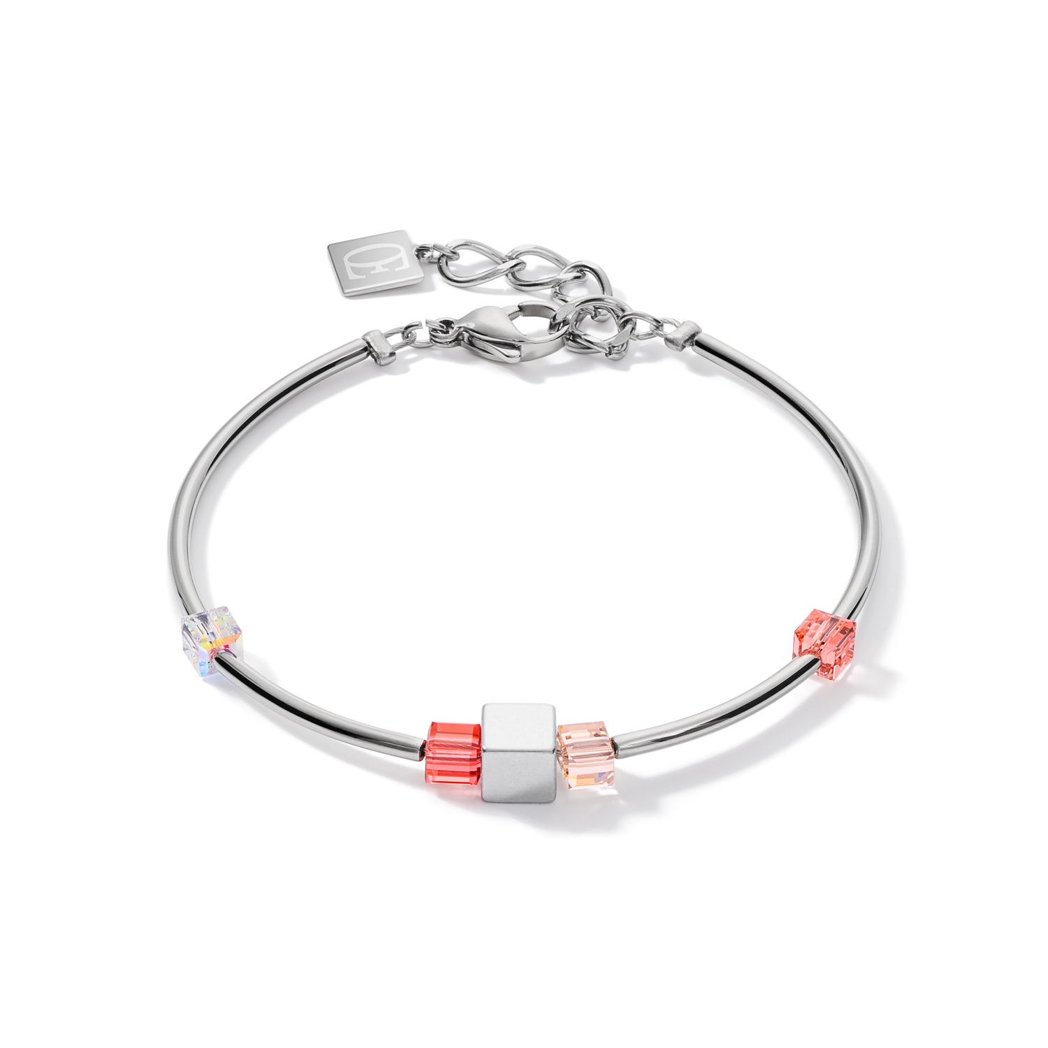 Armband  GeoCUBE® Hämatit & Kristalle silber-rot