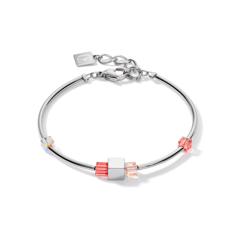 Armband  GeoCUBE® Hämatit & Kristalle silber-rot