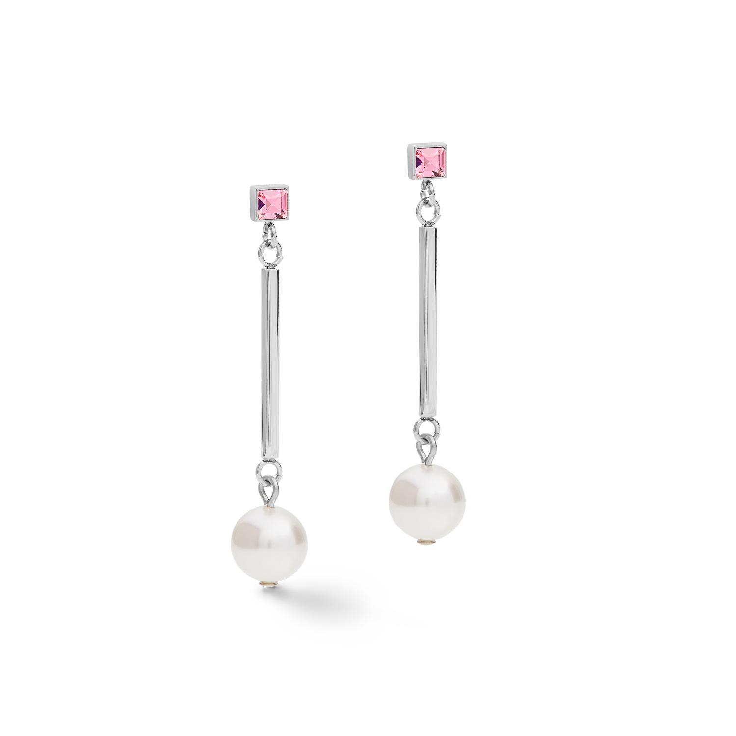 Ohrringe Crystal Pearls Crystals & Edelstahl silber-rosa