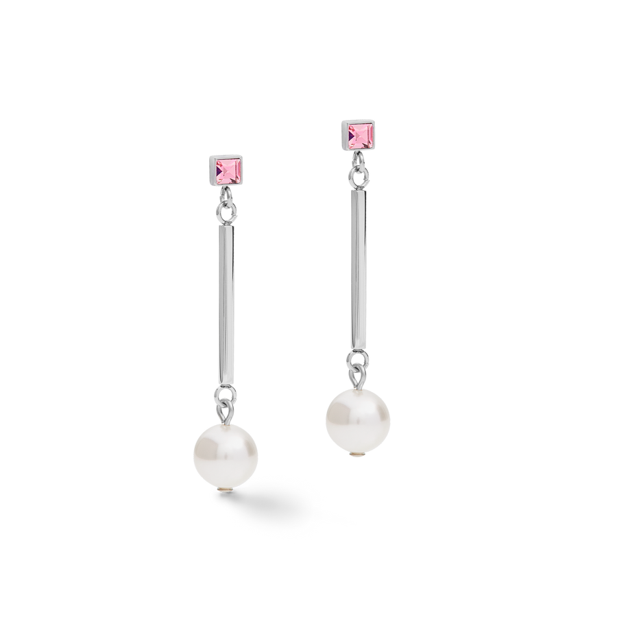 Ohrringe Crystal Pearls Crystals & Edelstahl silber-rosa