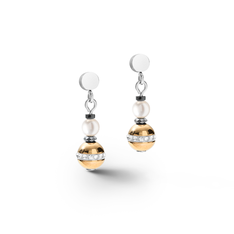 Ohrringe Kugel Edelsteine & Crystal Pearls grau-gold