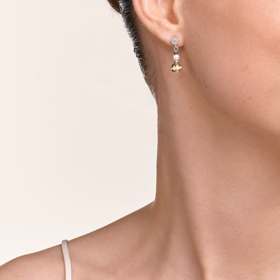Ohrringe Kugel Edelsteine & Crystal Pearls grau-gold