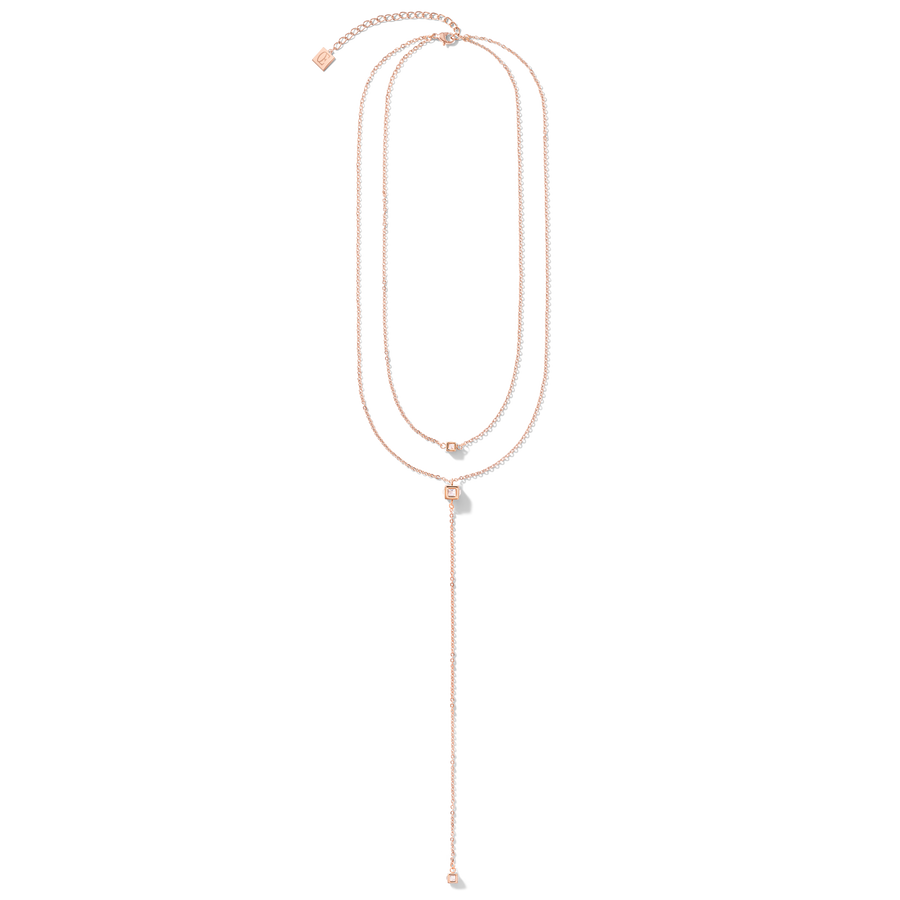 Halskette Y long Minimalist Chain Edelstahl roségold kristall