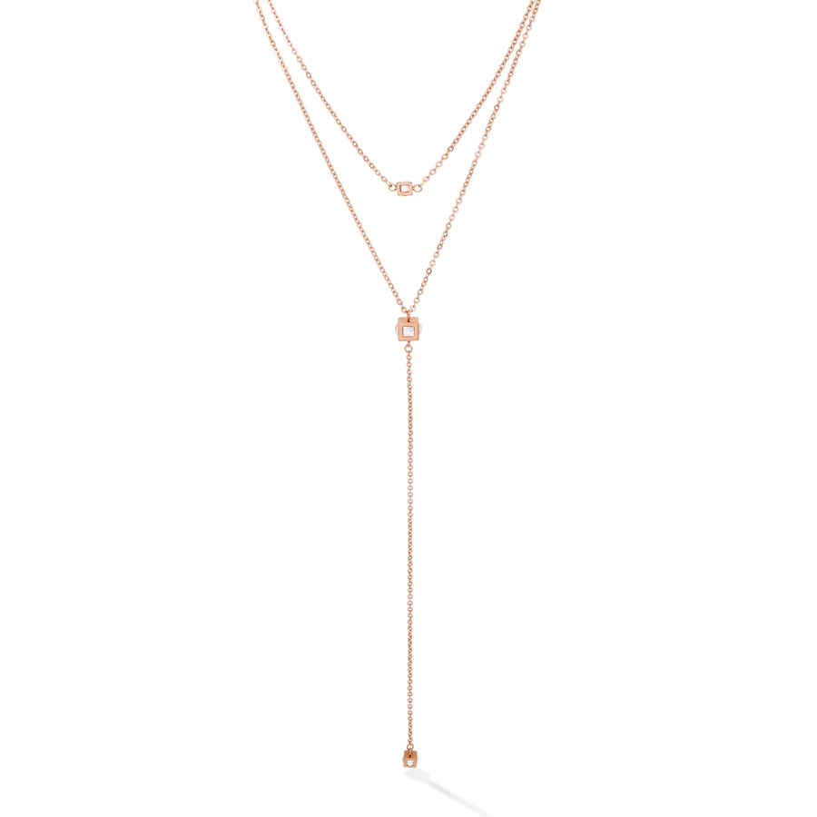 Halskette Y long Minimalist Chain Edelstahl roségold kristall