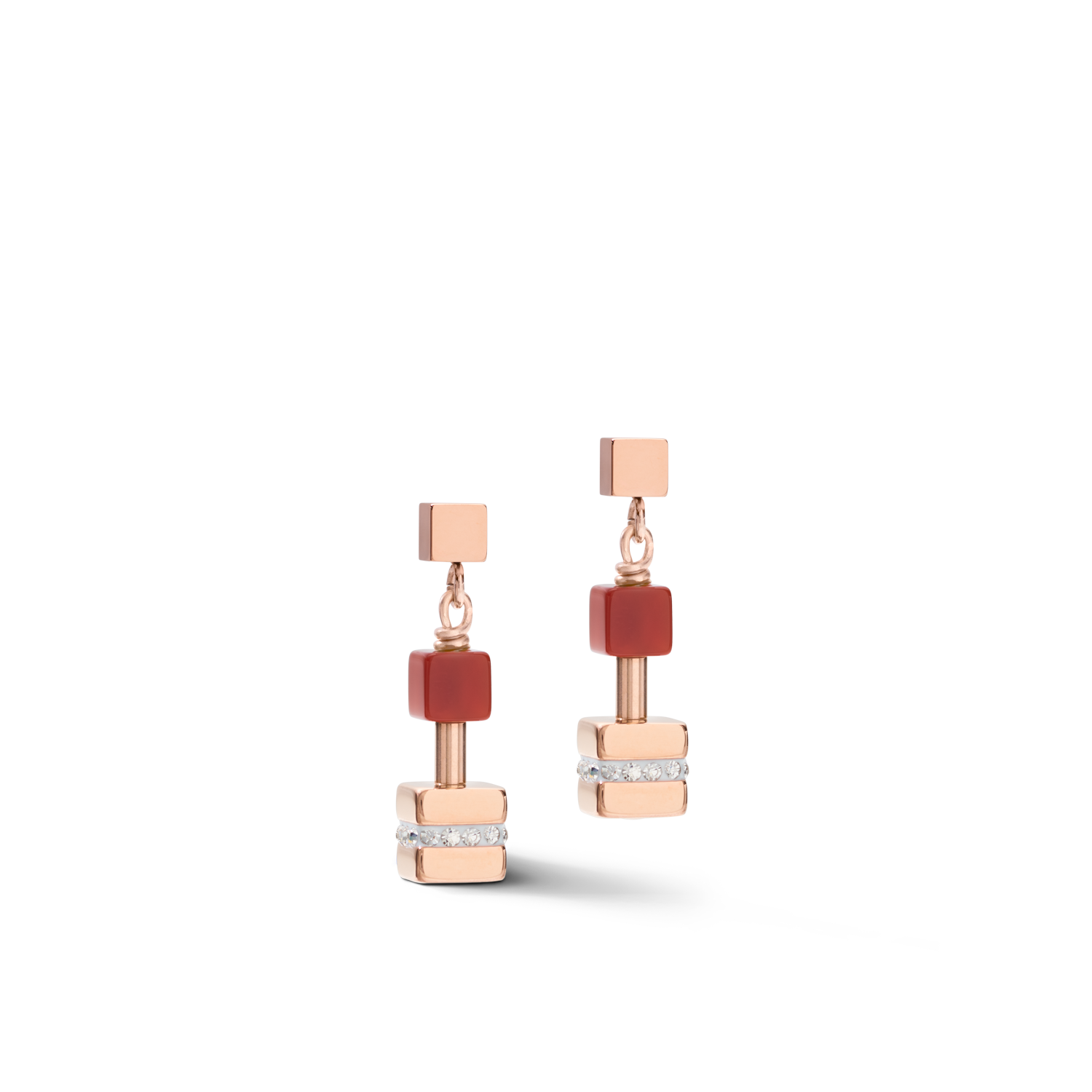 Ohrringe CUBE big Kristall Pavé Cube Edelsteine & Edelstahl roségold multicolor gemstone